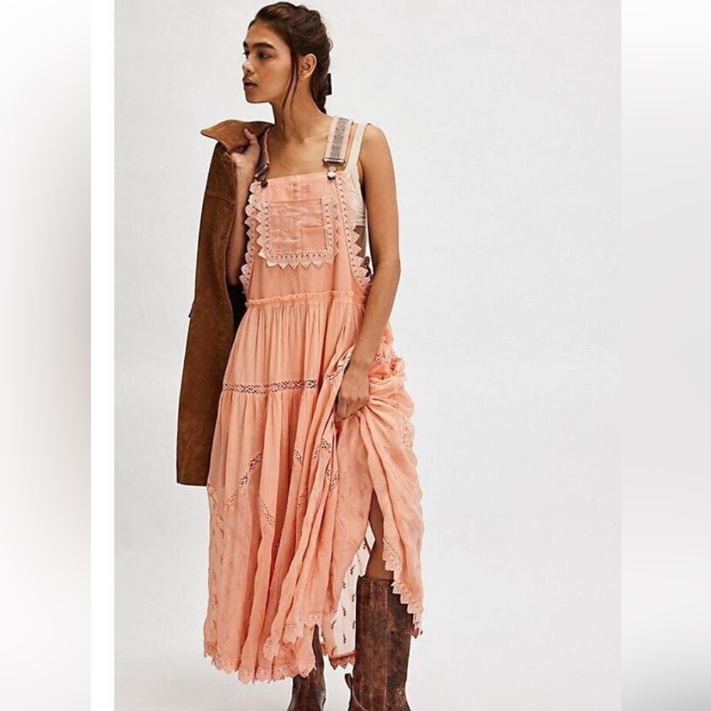 Free People Trails End Skirtall Sun blush NWT